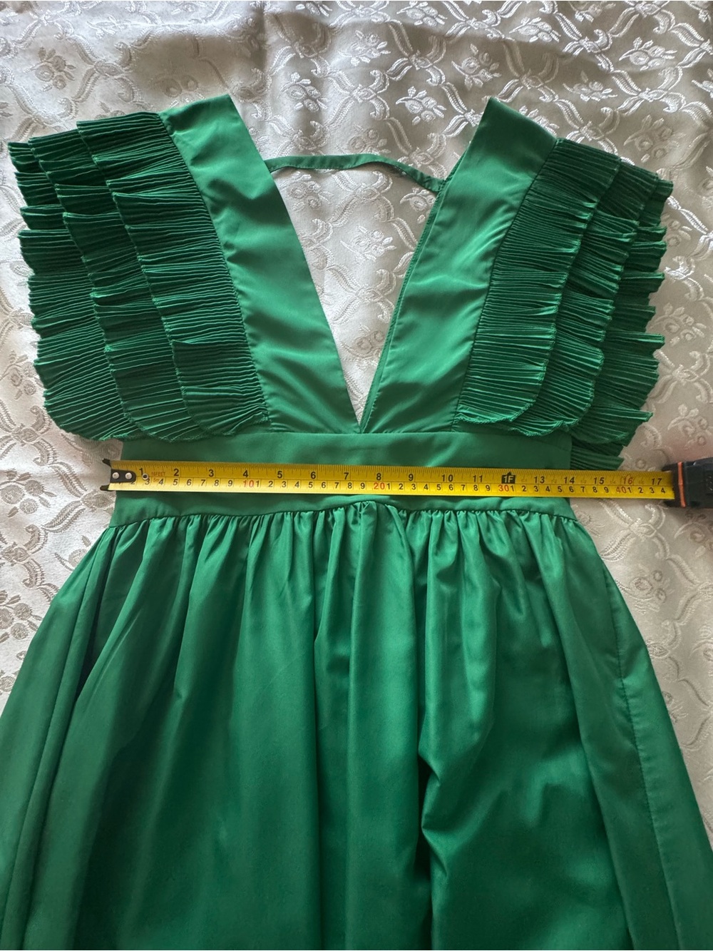 Emerald Green Maxi Dress | Deep V Neck | Ruffle Sleeves | NWT No Tags | Size S - Picture 4 of 8